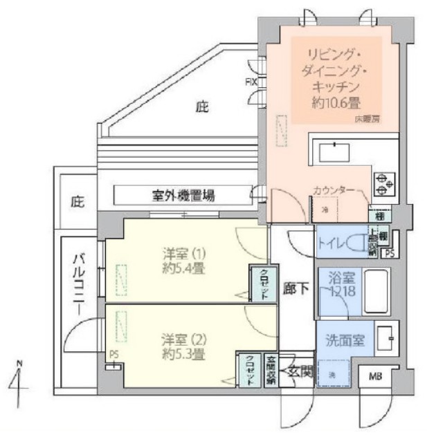 コスモ小竹向原アーバンフォルム4階　間取図