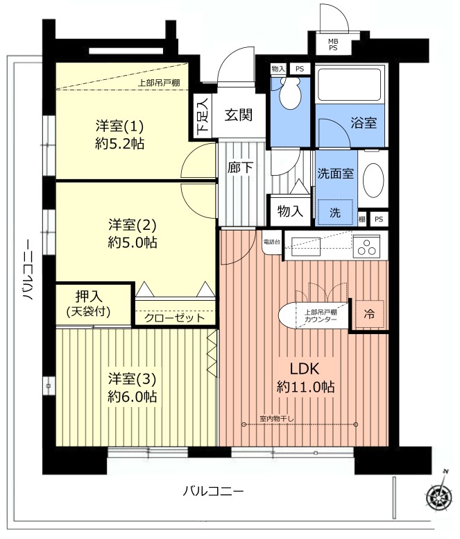 ライオンズマンション上戸田3階　間取図