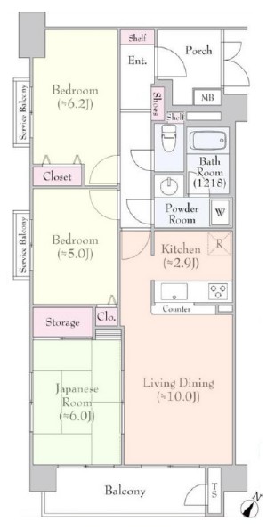 レーベンハイム常盤台8番館4階 間取図
