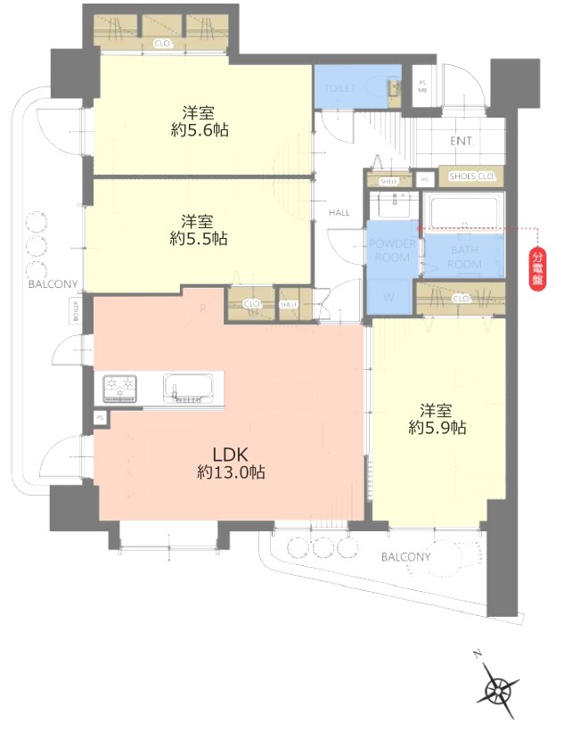 ライオンズマンション赤塚公園5階　間取図