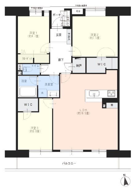 新蓮根団地14号棟8階　間取図