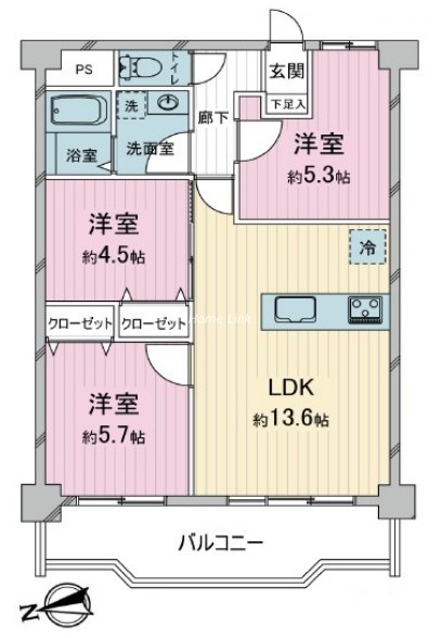 高島平マンション（7丁目）3階　間取図